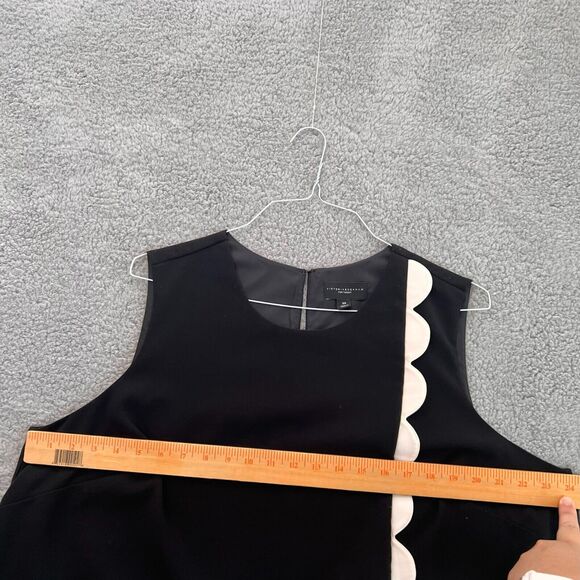 Victoria Beckham Blouse 2X Womens Top Black white Twill Tank Scallop Preppy - Picture 7 of 8
